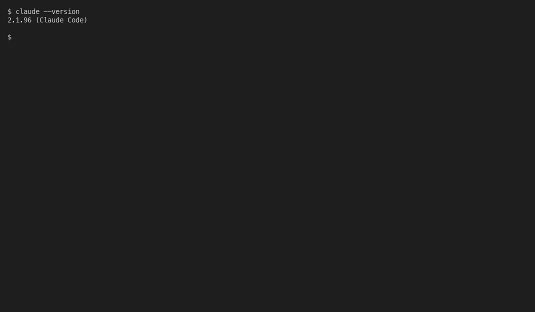 Claude Code version check in a headless terminal session